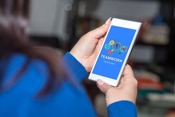 Teamwork concept on a smartphone