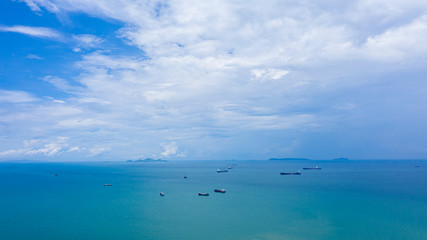 landscape background blue sky and sea with shipping logistics import and export business