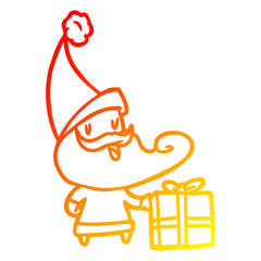 warm gradient line drawing santa claus