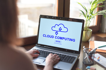 Cloud computing concept on a laptop screen