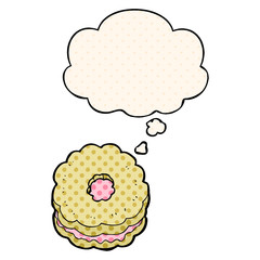 cartoon biscuit and thought bubble in comic book style