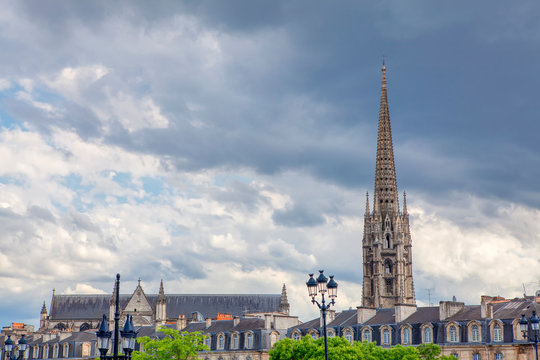 Image of Bordeaux city with St Michel cathedral