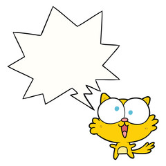 cute cartoon crazy cat and speech bubble
