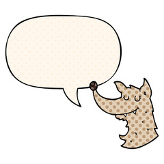 cartoon wolf and speech bubble in comic book style