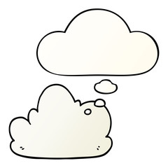 cartoon cloud and thought bubble in smooth gradient style
