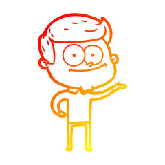warm gradient line drawing cartoon happy man
