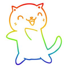 rainbow gradient line drawing cartoon cat