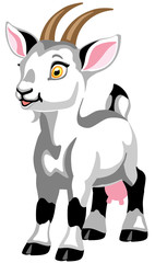 Fototapeta na wymiar cartoon white goat female. Isolated vector illustration for babies and little kids