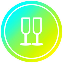 champagne glasses circular in cold gradient spectrum