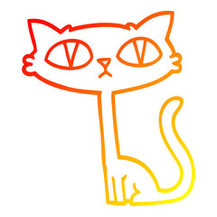 warm gradient line drawing cartoon halloween black cat