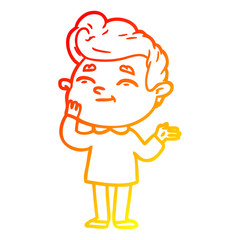 warm gradient line drawing happy cartoon man