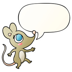 cute cartoon mouse and speech bubble in smooth gradient style
