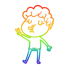 Fototapeta na wymiar rainbow gradient line drawing cartoon man singing