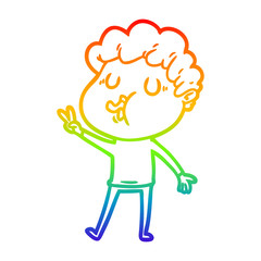 rainbow gradient line drawing cartoon man singing