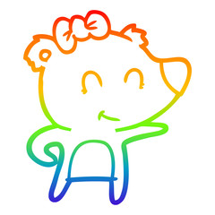 rainbow gradient line drawing female bear cartoon