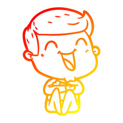 warm gradient line drawing cartoon man laughing