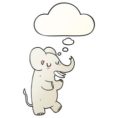 cartoon elephant and thought bubble in smooth gradient style