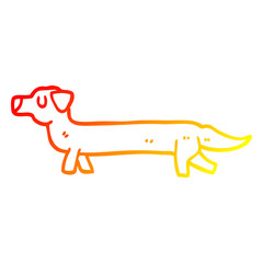 warm gradient line drawing cartoon dachshund