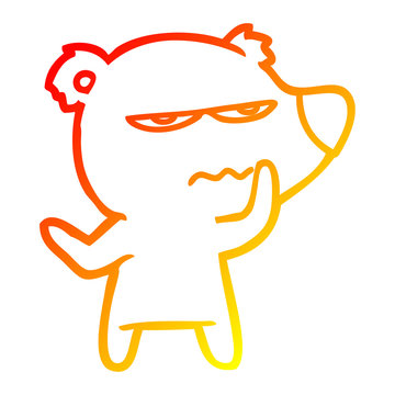 recommend clip art: warm gradient line drawing angry bear cartoon