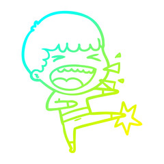 cold gradient line drawing cartoon laughing man