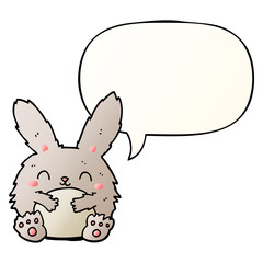 cute cartoon rabbit and speech bubble in smooth gradient style