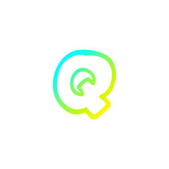 cold gradient line drawing cartoon letter q