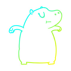 cold gradient line drawing cartoon hippo