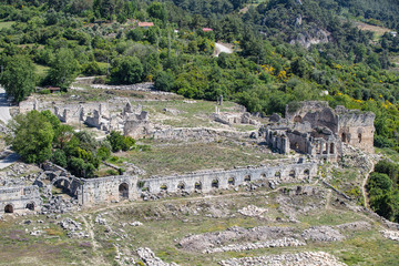 Tlos is an ancient ruined Lycian hilltop citadel near the resort town of Fethiye in the Mugla Province of southern Turkey