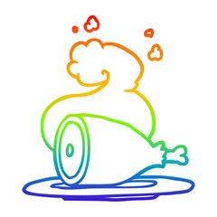 rainbow gradient line drawing cooked meat