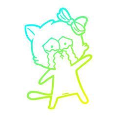 cold gradient line drawing cartoon cat