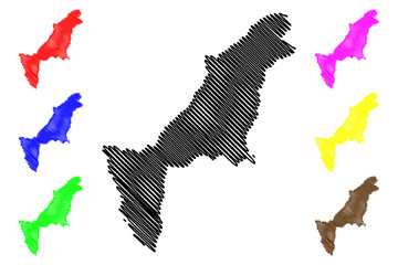 Kaohsiung City (Administrative divisions of Taiwan, Republic of China, ROC, Special municipalities) map vector illustration, scribble sketch Kaohsiung map....