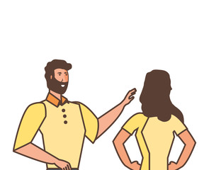 Couple of woman and man cartoon design