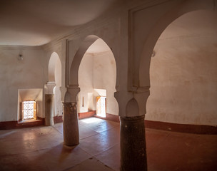 Taourirt Kasbah, Ouarzazate, Morocco, North Africa [Moroccan mountain landscape, old ancient Taourirt Kasbah castle fortress, street and buildings with kids and market]