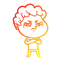 warm gradient line drawing cartoon angry man