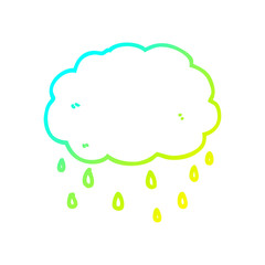 cold gradient line drawing cartoon rain cloud