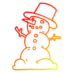 warm gradient line drawing cartoon snowman