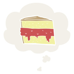 cartoon cake and thought bubble in retro style