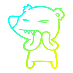 cold gradient line drawing angry polar bear cartoon