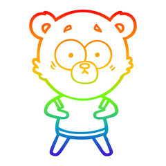 rainbow gradient line drawing surprised polar bear cartoon
