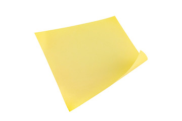 One blank square yellow sticker isolated on white background