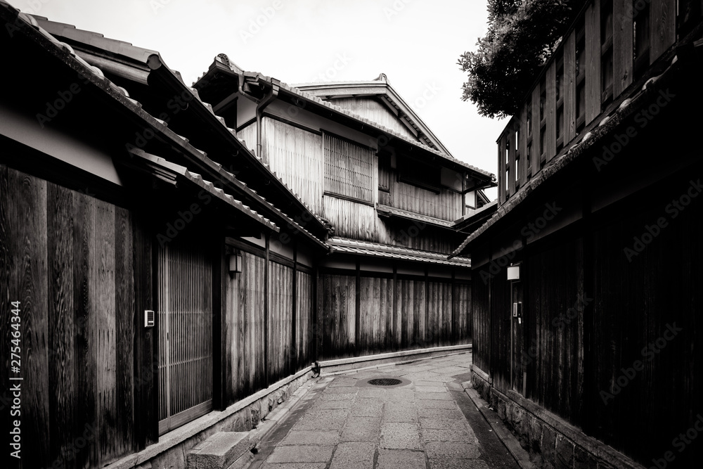 Poster street in higashiyama district in kyoto japan