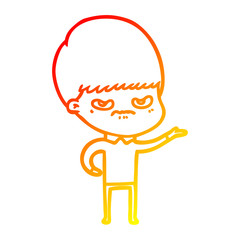 warm gradient line drawing cartoon angry boy