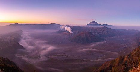 Fototapeta na wymiar Indonesia famous place attraction for tourist Mount Bromo in east java is an active volcano and part of the Tengger massif, Java, Indonesia