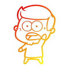 warm gradient line drawing cartoon shocked man