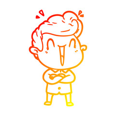 warm gradient line drawing cartoon excited man
