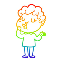rainbow gradient line drawing cartoon man singing