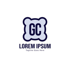 Initial GC logo template with modern frame. Minimalist GC letter logo vector illustration