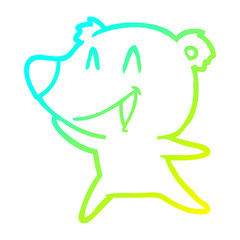 cold gradient line drawing laughing polar bear cartoon