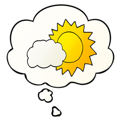 cartoon weather and thought bubble in smooth gradient style