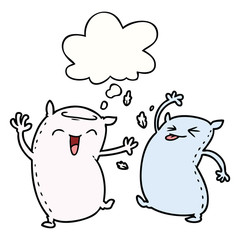 cartoon pillows and thought bubble